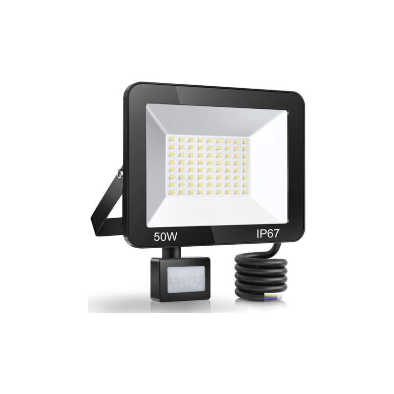 50-w-led-flutlicht Für Den Außenbereich Mit Bewegungsmelder, Wasserdichter Led-strahler (ip67) Mit Sensor, 5000 Lm, 7000 K Kaltweiße Außenbeleuchtung, Außenleuchte Für Garten, Terrasse Und Eingangsber