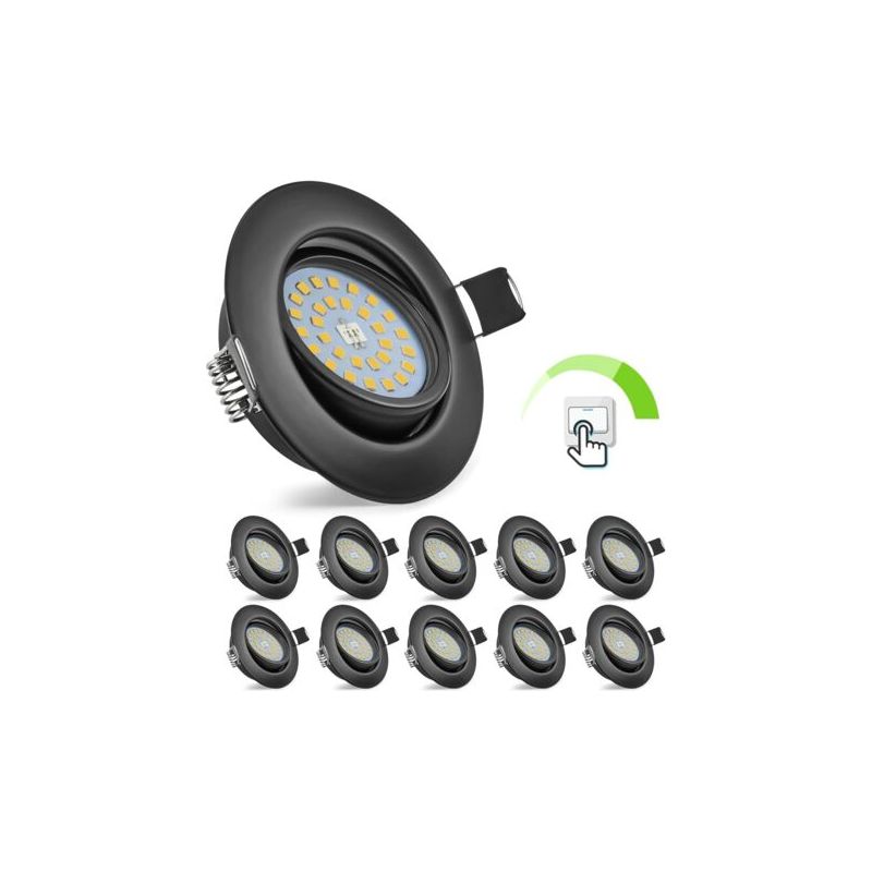 Dimmbare Einbaustrahler, Schwarz, 10 X 5,5 W – 220 V, 600 Lm, 4000 K – Ultradünnes 30-mm-profil Für Küchen Und Schlafzimmer – 60° Abstrahlwinkel