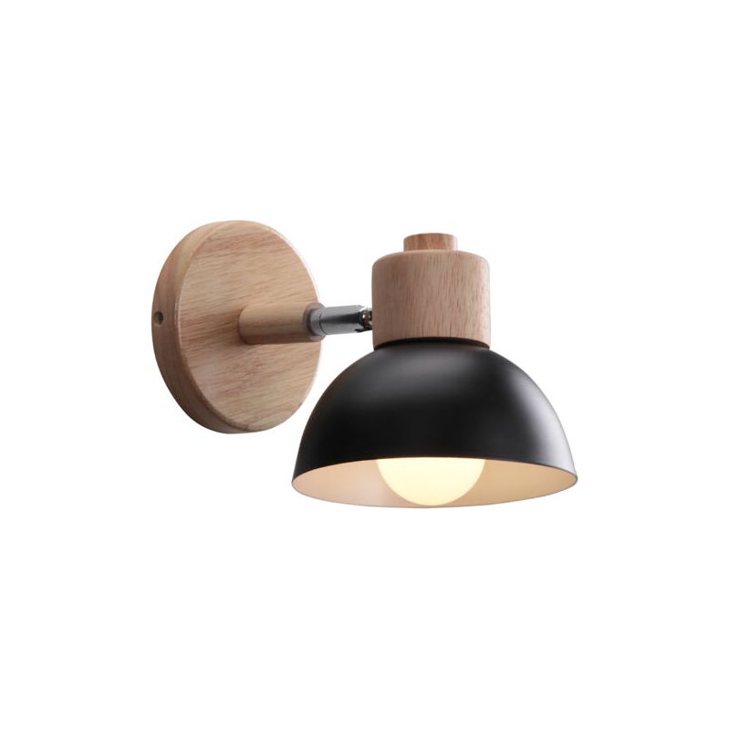 15 Cm Große, Moderne Retro-wandleuchte Aus Holz Und Metall Im Schlichten Nordischen Stil, Verstellbarer Winkel, (schwarz)