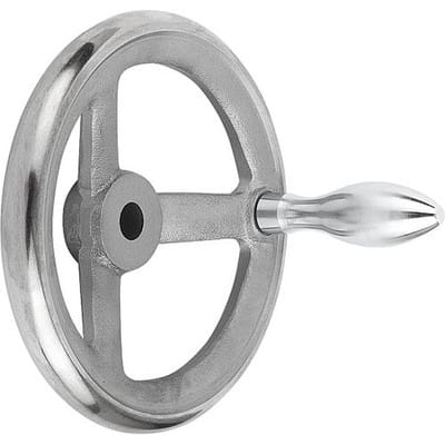 HANDRAD DIN950, D1=125 PASSBOHRUNG D2=12H7, GRAUGUSS, KOMP:STAHL, BALLENGRIFF FESTSTEHEND
