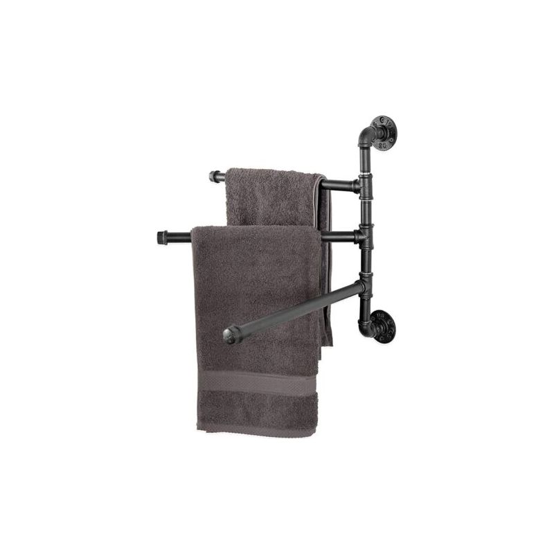 Wandmontierter Handtuchhalter Aus Metall Im Industriestil Mit 3 Drehbaren Stangen, Schwarzem Handtuchwärmer, Bad- Und Küchenaccessoires, Schraubmontage