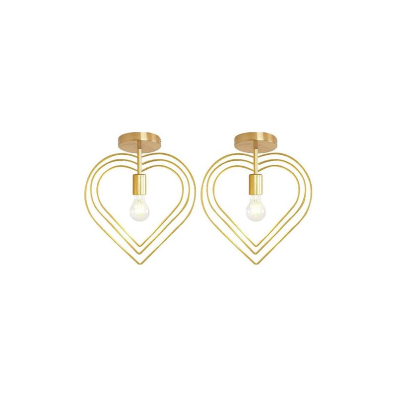 2x Schlichte Deckenleuchte Für Den Innenbereich, Kreativer Herzförmiger Kronleuchter, Moderne Deckenleuchte Mit Drehbarem Lampenschirm, Gold