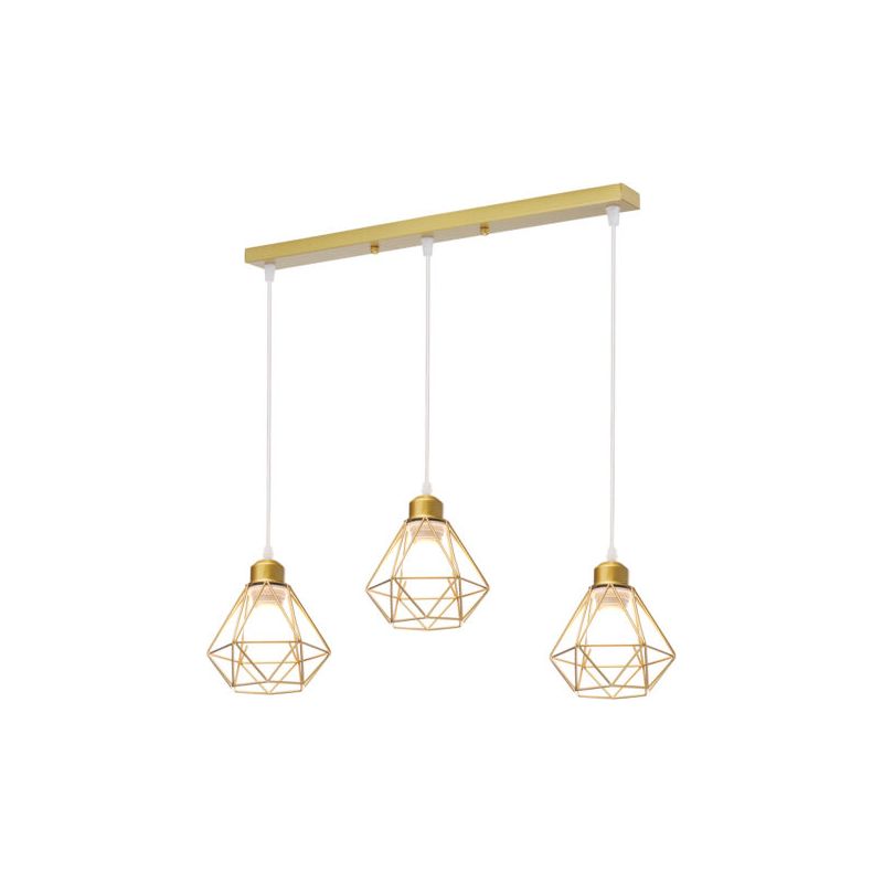 Retro-deckenleuchte Mit 3 Leuchten In Goldmetall – Vintage-pendelleuchte Mit E27-fassung – Maße: 16 X 17 Cm – Spannung: 240 V – Leuchtmittel Nicht Enthalten – Norcks