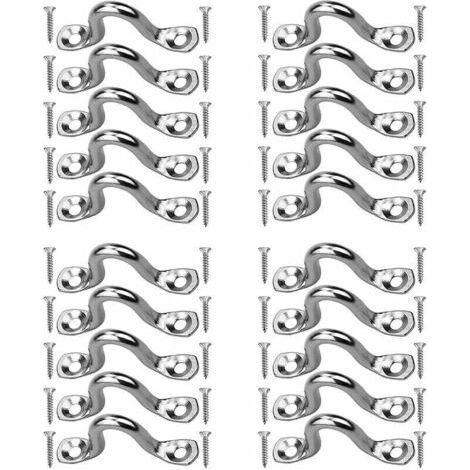 20 Stück Edelstahl-ösenplatten, Deckschnallen Für Kajaks, Edelstahl-deckschnalle, Noppenförmige Fixierschnalle, Edelstahl-deckösenplatten, Mit 40 Schrauben, Für Kajak- Und Kanu-rigg, 4 Mm Muntra