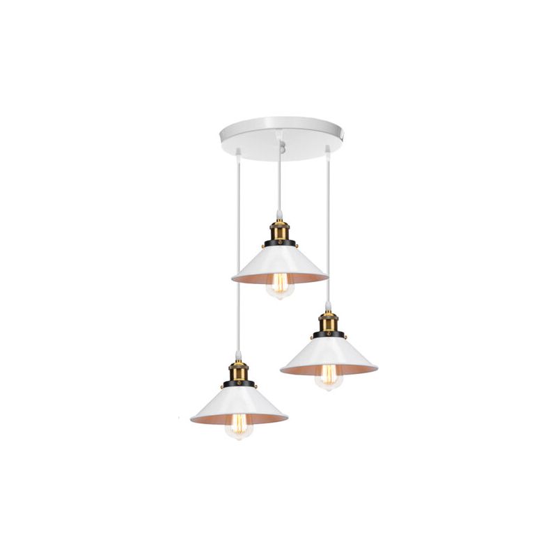 Dreiflammige Pendelleuchte Im Retro-industrie-stil, 22 Cm, Kreativer Kronleuchter Für Wohnzimmer, Esszimmer, Bar, Balkon, Weiß