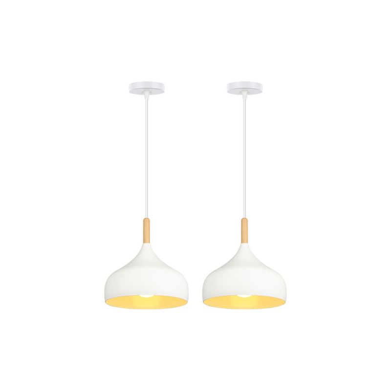2er-set Vintage-metall-kronleuchter-pendelleuchten, Moderne Hängelampen Für Den Innenbereich, Schlicht, E27, Weiß