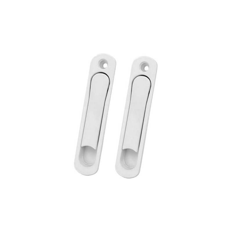 Set Mit 2 Versenkbaren, Ausfahrbaren Griffen Für Einflügelige Schiebetüren, Weiße Ausführung, 141 X 32 Mm
