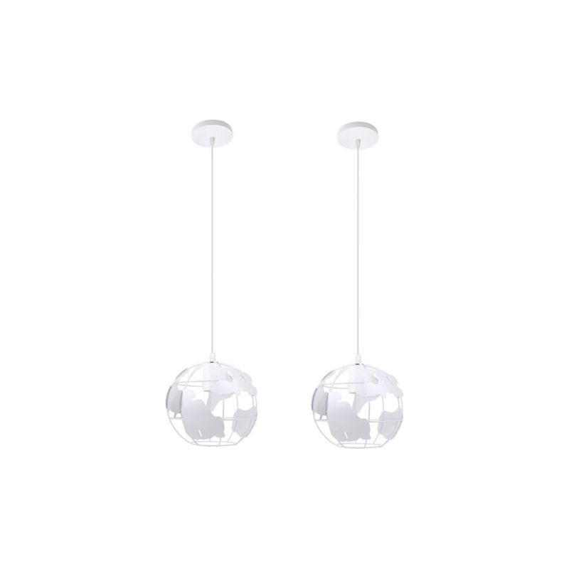 2er-set Retro-vintage-pendelleuchten Aus Weißem Metall, Kreative Industrie-deckenleuchten Für Schlafzimmer, Café Und Bar
