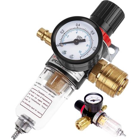 Druckluft-druckminderer, Druckluftregler, 1/4"-druckminderer Mit Manometer, Druckluftregler Für Kompressoren, Druckluftwerkzeuge, Filter, Gasanschlüsse