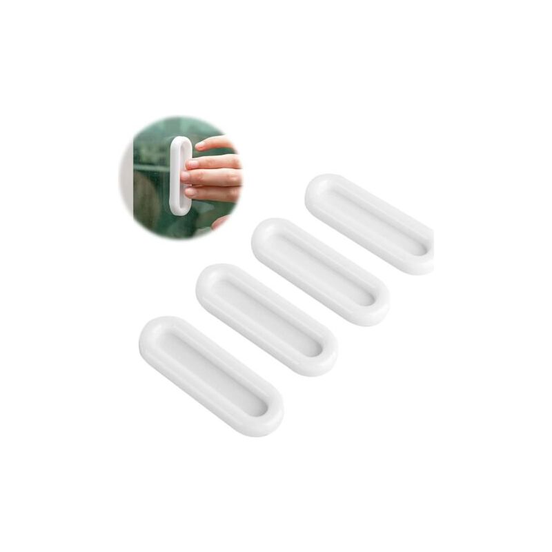 Set Mit 4 Selbstklebenden, Extrem Robusten Kunststoff-türgriffen Für Balkone, Glastüren, Schiebetüren Und Schubladen, Weiß