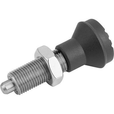 ARRETIERBOLZEN OHNE RASTNUT GR.1 D1=M10X1, FORM:H EDELSTAHL, UNGEHÄRTET, KOMP:THERMOPLAST, SCHWARZGRAU RAL7021