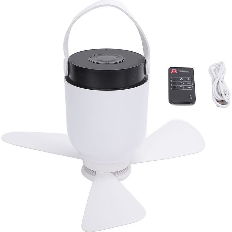 Ortviai Usb-wiederaufladbarer Deckenventilator Mit Fernbedienung, Integrierter Led-beleuchtung Und Leisem Betrieb – Modell Fs05