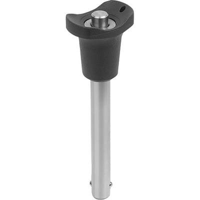 KUGELSPERRBOLZEN MIT PILZGRIFF, D1=12, L=60, L1=9,9, L5=69,9, EDELSTAHL, KOMP:THERMOPLAST SCHWARZGRAU RAL7021
