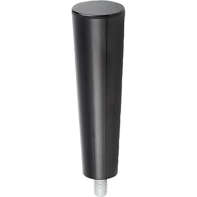 KONUSGRIFF FESTSTEHEND D=M08X10, D1=25, DUROPLAST SCHWARZ HOCHGLANZPOLIERT, KOMP:STAHL VERZINKT
