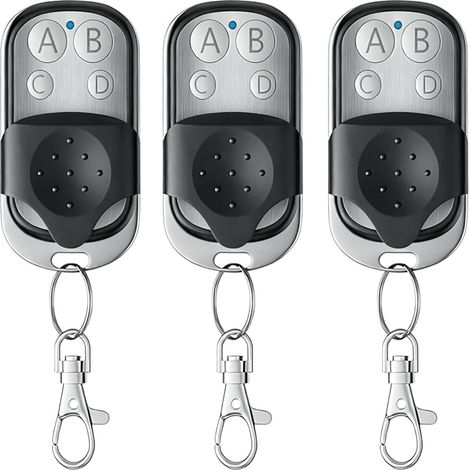 Lot De 3 Télécommandes Universelles Pour Porte De Garage - 433 Mhz - Télécommande Avec 4 Boutons Pour Ouvre-porte De Garage, Portails Roulants, Portes, Interrupteur
