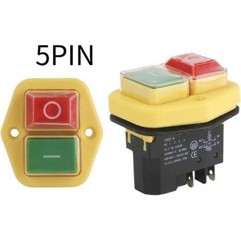 Aiperq Elektromagnetischer Schalter Yh02-a, 110v, 8a, 220v, 15a, 4-polig, 5-polig, Werkzeugmaschinenausrüstung, Wasserdichte Frontplatte, Startknopf (farbe: 5-polig, Größe: 220v)