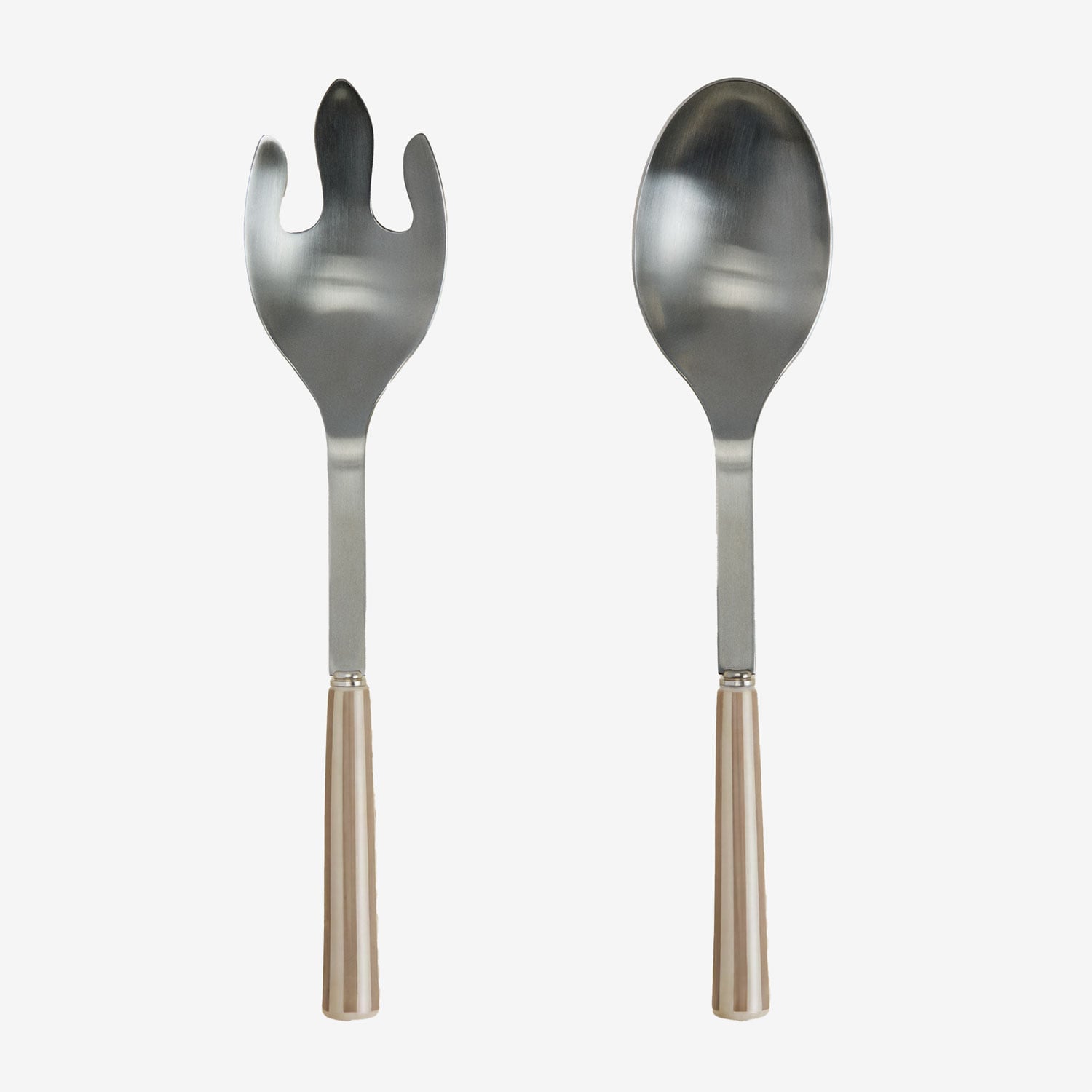 Sklum Set Aus 2 Salatbestecken Aus Edelstahl Und Keramik Ireli Moka Braun - Tapioka Beige