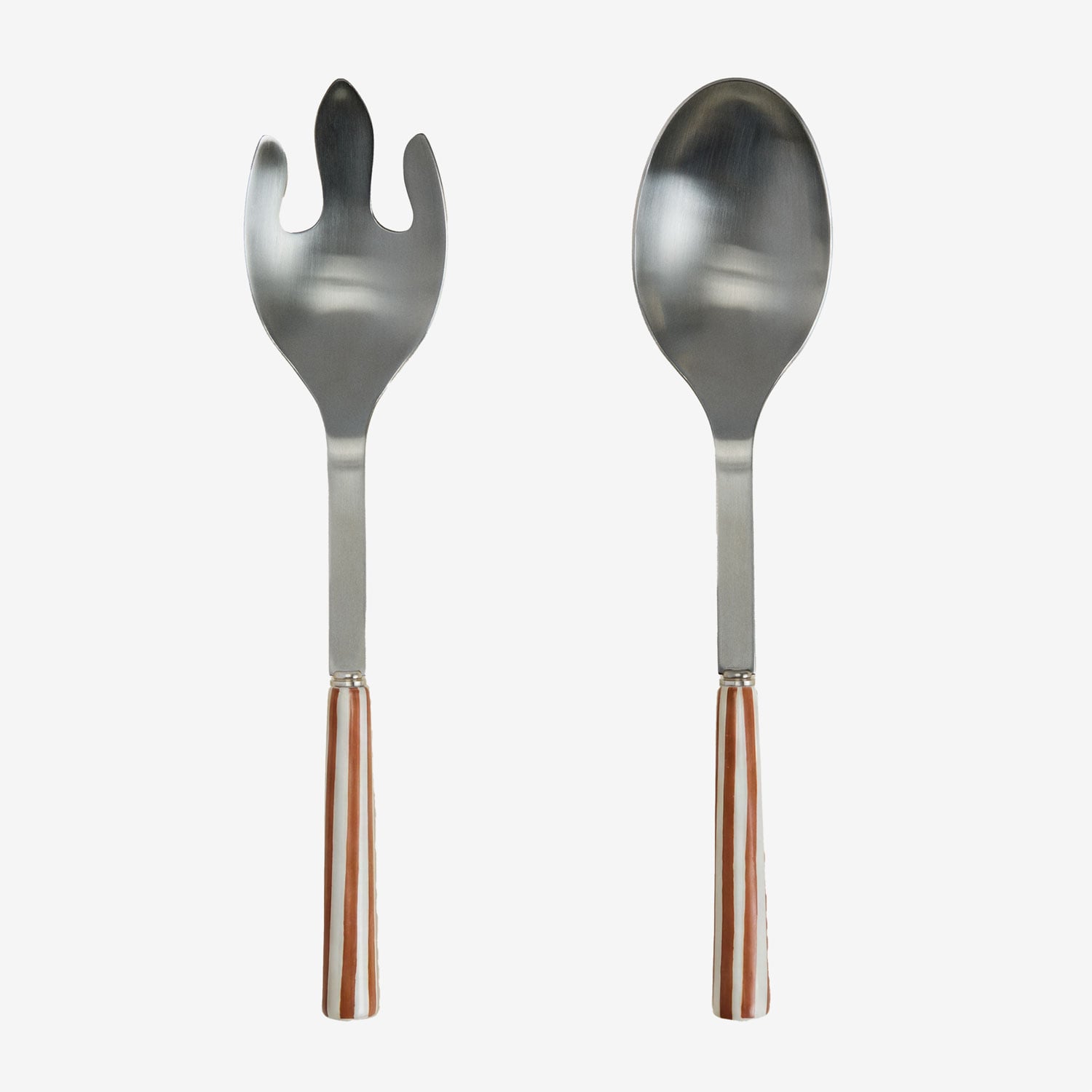 Sklum Set Aus 2 Salatbestecken Aus Edelstahl Und Keramik Ireli Terrakotta – Weiß