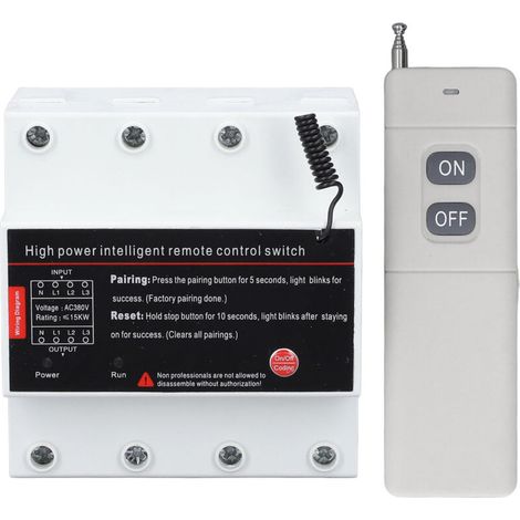 Jeffergarden Interrupteur Télécommandé 3 Phases, Portée 3km Pour Moteur, Pompe, Porte De Garage, Intelligent, Ac380v