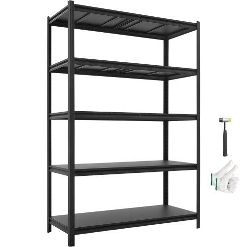 Schwerlastregal 1230x522x1813mm, 1360,8kg Belastbares Lagerregal Mit Stahlgestell & 5 Verstellbaren Ablagen, Teilbares Steckregal Als Werkbank, Flexibles Metallregal Für Keller Garage Werkstatt