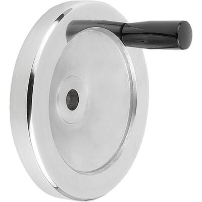 SCHEIBENHANDRAD D1=160 PASSBOHRUNG D2=15H7 ALUMINIUM, KOMP:DUROPLAST, GRIFF FESTSTEHEND