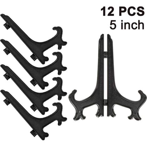 12 Pièces Chevalets En Plastique Supports D'Assiettes, Supports D'Assiettes, Assiettes Pliantes, Présentoirs Pour La Présentation D'Assiettes De Collecte, Supports De Bols, Livres, Assiettes, Dvd, Ima