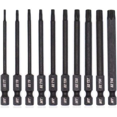 Jeu D'embouts Torx Pour Tournevis, Perceuses Et Cls Chocs, Rsistant La Temprature, Traitement Thermique Avanc, Revtement Phosphat, 8 Cm, 10 Pices