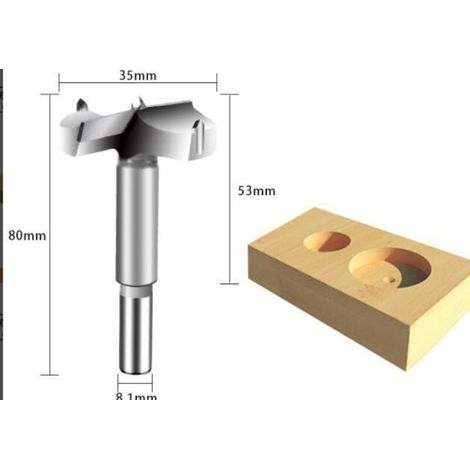 5pcs Meche A Bois, Diametre 35/40/45/50/60mm, Foret Fraise Carbure Pour Faconner Trou Travail Du Bois, L'Installation De Portes Sphériques Bois, Tiroirs, Plastique, Contreplaqué