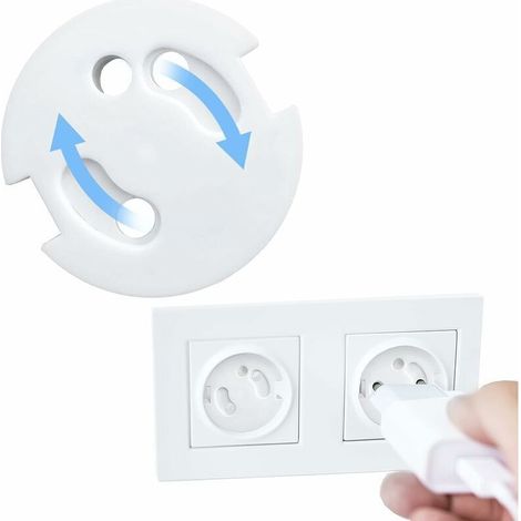 Cache Prise Bébé Français-protection Prises Bebe-caches Prises Electrique-sécurité Enfant-mécanisme Tournant，10pcs
