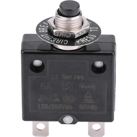 Disjoncteur Unipolaire 18a – Interrupteur Thermique À Réarmement Manuel – Protection Contre Surcharge – Installation Facile Pour Circuits Électriques
