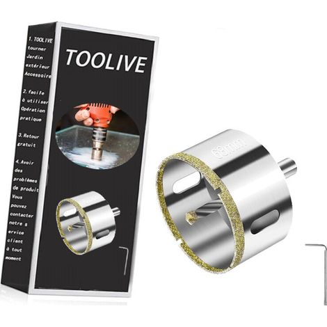Scie Cloche Diamant 68 Mm – Foret Pilote Central – Pour Verre, Céramique, Marbre – Acier Au Carbone Nickelé Et Diamanté – Coupe Nette