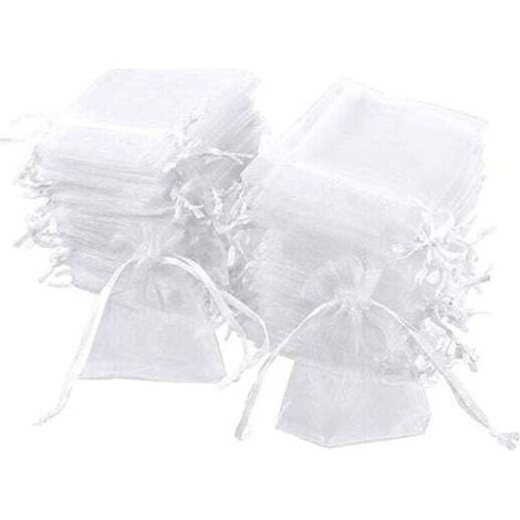 Lot De 100 Sachets En Organza Blanc, 7 X 9 Cm, Pochette Cadeau En Organza, Pochette À Bijoux, Sachets De Mariage, Sachets De Lavande, Faveur De Mariage