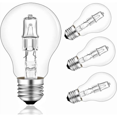 Lot De 4 Ampoule Halogène, A55 E27 42w, Ampoule Dimmable E27 2700k Transparent, Globe A55 Halogène E27 Ac 230v 250lm Pour Lustre, Applique, Lampadaire(ampoule E27 Blanc Chaud).