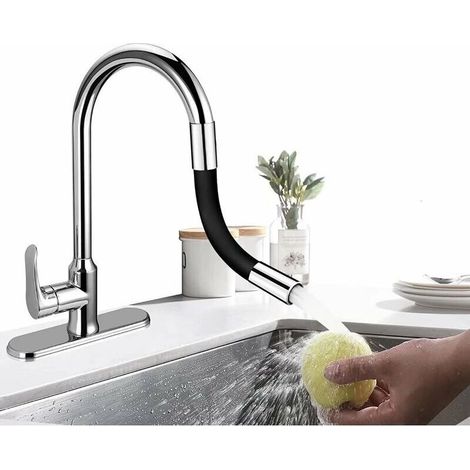 Autres Accessoires De Robinetterierallonge De Robinet Flexible À 360° -pour Salle De Bain Et Cuisine En Plein Air(noir),longueur Totale（30cm）