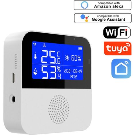 Thermomètre Hygromètre Wifi Avec Sonde Externe – Moniteur Numérique Sans Fil – Écran Lcd Rétroéclairé – Notifications Push – Compatible Alexa Et Google Home