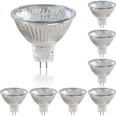 Pack De 8 Ampoules Halogènes À Réflecteur 12v Gu5.3 50w, Spot À Intensité Variable, Ampoule Spot Halogène Mr16, 660lm, Blanc Chaud 2700k, Faisceau 36°, Culot 2 Broches Pour Appairage D'Ampoules