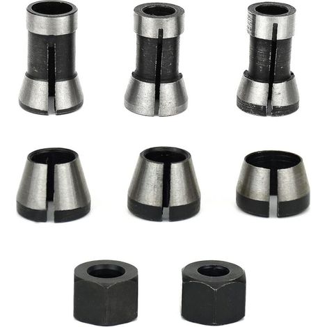 Lot De 6 Mandrins De Fraisage 6 Mm 6,35 Mm 8 Mm – Acier Au Carbone – Serrage Haute Précision Pour Gravure Et Fraisage Bois