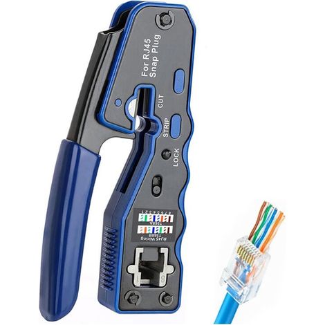 Pince À Sertir Rj45 – Outil De Sertissage, Dénudage Et Coupe – Compatible Câbles 23 À 26 Awg – Conception Ergonomique Pour Installations Réseau