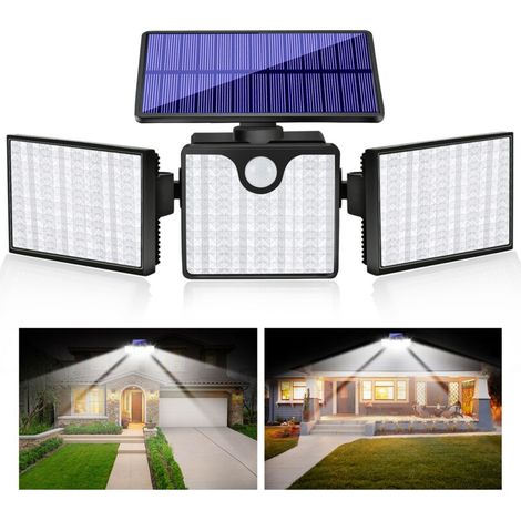 Lampe Solaire Extérieur 266 Led Lumière Solaire Extérieure Détecteur De Mouvement, Lampe Solaire Ip65 Eclairage Exterieur Solaire, Led Spot Solaire Pour Jardin, Garage