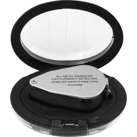 Loupe De Bijoutier 40x Loupe Pliante En Métal Avec Loupe À Lumière Uv Led Pour Diamants Bijoutiers Pièces De Monnaie (reconnaissance De Devise/identification De Bijoux)