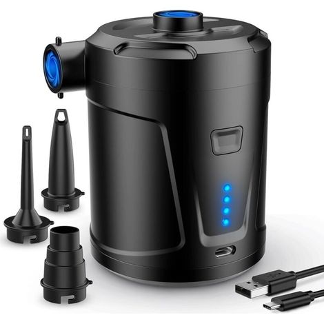 Pompe À Air Électrique, Batterie Rechargeable 5200 Mah, Mini Pompe À Air Électrique Avec 4 Buses D'Air, Gonfleur Rapide Pour Bateau Pneumatique/matelas Pneumatique