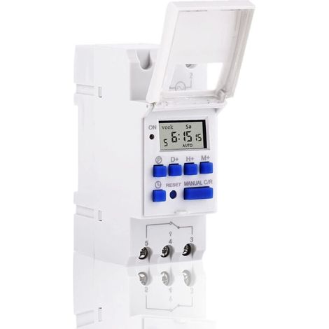 Minuteur Numérique Programmable, Ecran Lcd Interrupteur Horaire Hebdomadaire Avec Programmation Minuteur Programmable Sur Rail Din (220 V)