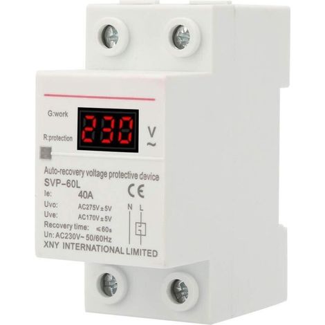 Dispositif De Protection Contre Surtensions Et Sous-tensions À Récupération Automatique 230v 40a Avec Affichage De Tension Et Voyant Lumineux Dispositif De Protection Rail Din