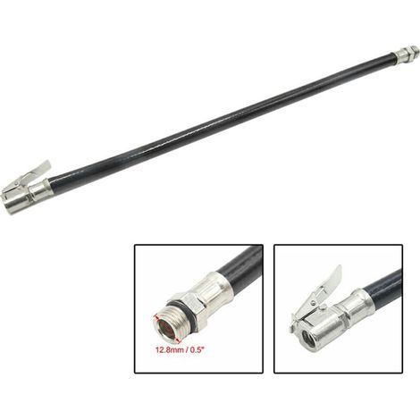 Gonfleur De Pneu À Air Automatique – Tuyau En Caoutchouc 375mm – Clip De Verrouillage – Compatible Manomètres De Pneus Voiture