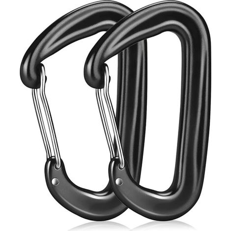 2 Pièces Grand Mousqueton, Capacité De Charge 1200 Kg, Mousqueton En Alliage D'Aluminium, Mousqueton Robuste Pour Camping, Randonnée, Voyage, Pêche - Noir