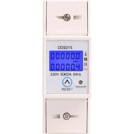 Sous Compteur Électrique Monophasé 80a Max Modulaire, Simple Tarif, Affichage Lcd, Remise A Zéro Partielle