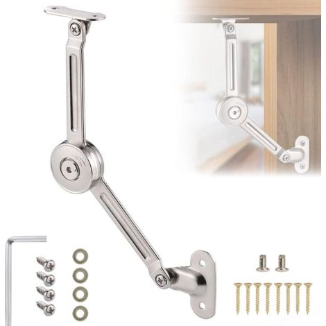 1 Pièces Ascenseur Réglable D'Alliage De Zinc, Avec Vis Et Clé Allen, Nickel Satiné，charnière De Support, Pour Porte De Placard, Boîtes De Rangement En Bois, Cuisine, Meuble, Porte