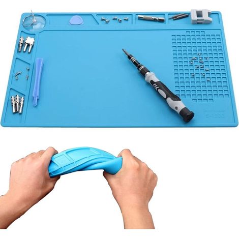 Tapis De Soudure En Silicone 340 Mm X 230 Mm – Résistant À 500 ℃ – Antistatique Et Flexible – Règle Intégrée 0-20 Cm Pour Réparation Électronique