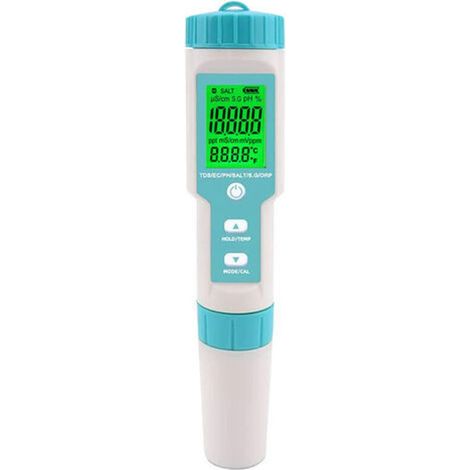 Testeur De Salinité Numérique 5 En 1 – Compteur De Ph, Salinité, Tds, Ec Et Température – Pour Piscine, Spa Et Bain À Remous