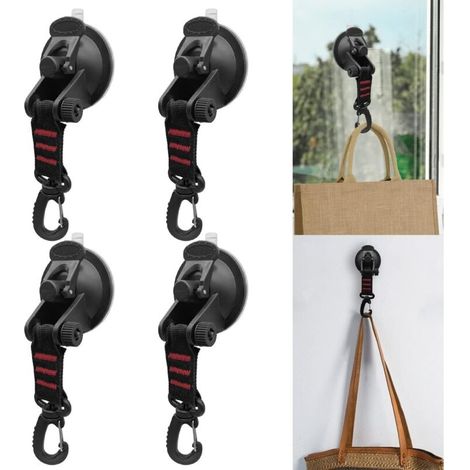 Lot De 4 Ancrage À Ventouse, Ventouse De Camping Forte Ventouse Voiture Ventouse Avec Crochet Pour Tentes Auvents Bâche De Camping Accessoire
